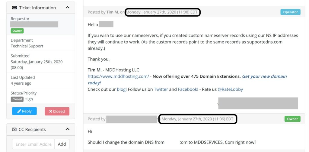 الدعم الفني - MDDHOSTING